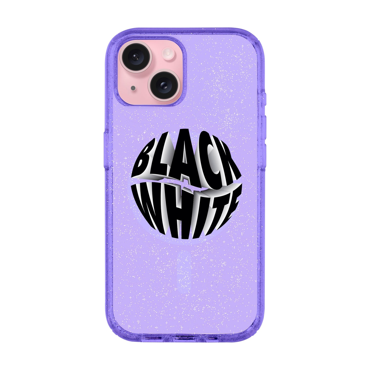 BLACK WHITE-iPhone 15 Shiny Kılıf MagSafe Özellikli