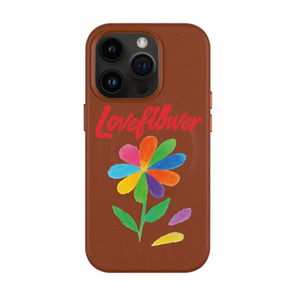 LOVE FLOWER-iPhone 14 Pro Leather Kılıf MagSafe Özellikli