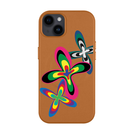 COLOR FLOWER-iPhone 14 Plus Leather Kılıf MagSafe Özellikli