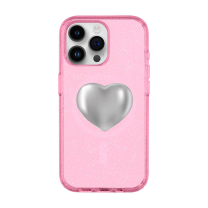 SILVER HEART-iPhone 14 Pro Max Shiny Kılıf MagSafe Özellikli