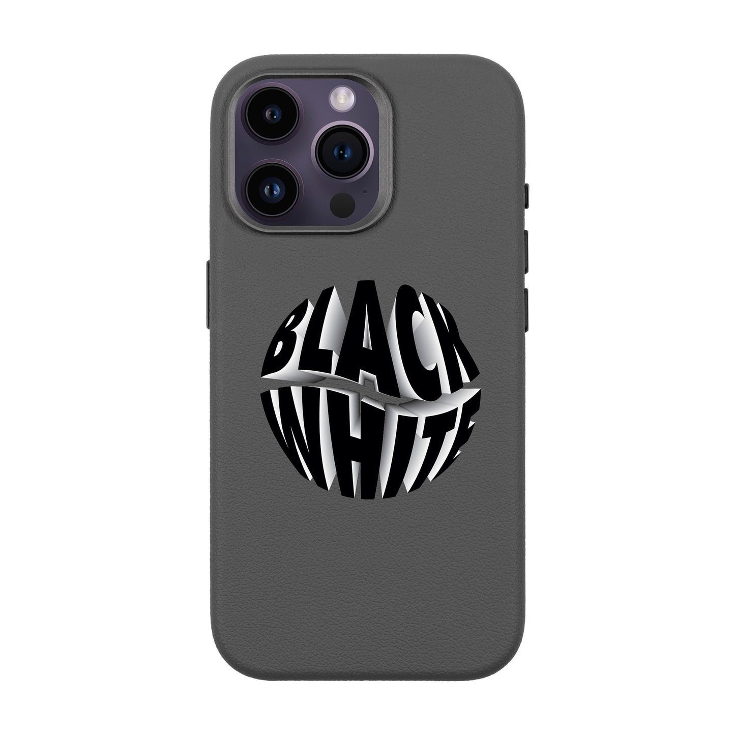 BLACK WHITE-iPhone 14 Pro Max Leather Premium Kılıf MagSafe Özellikli
