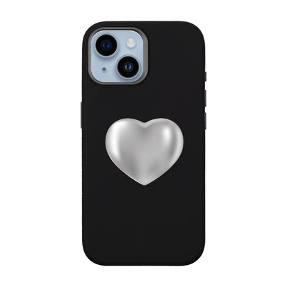 SILVER HEART-iPhone 14 Leather Premium Kılıf MagSafe Özellikli