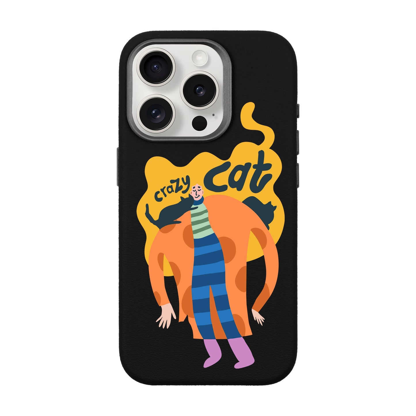 CRAZY CAT-iPhone 15 Pro Leather Premium Kılıf MagSafe Özellikli