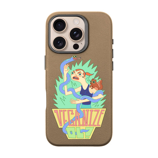 VEGANİZE-iPhone 16 Pro Leather Premium Kılıf MagSafe Özellikli