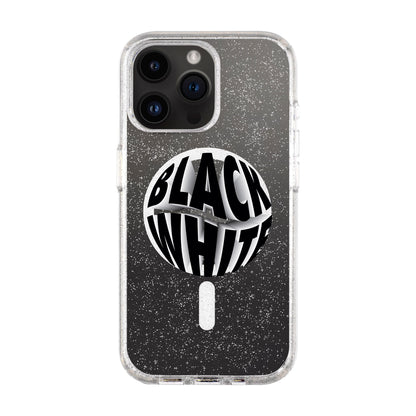 BLACK WHITE-iPhone 14 Pro Max Shiny Kılıf MagSafe Özellikli