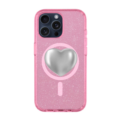SILVER HEART-iPhone 15 Pro Max Shiny Kılıf MagSafe Özellikli