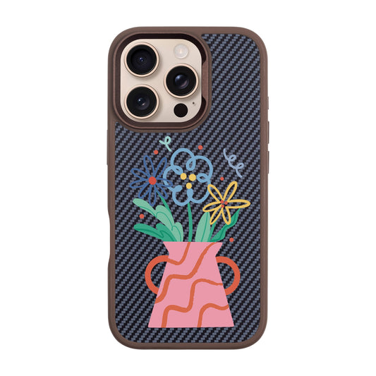 PINK VASE-iPhone 16 Pro Plaid Kılıf MagSafe Özellikli