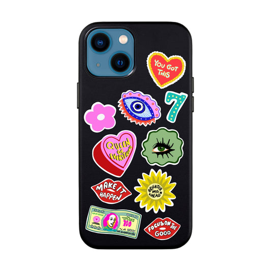 HM STICKERS-iPhone 14 Leather Kılıf