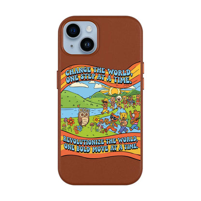 CHANGE THE WORLD-iPhone 14 Plus Leather Kılıf MagSafe Özellikli