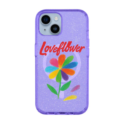 LOVE FLOWER-iPhone 14 Shiny Kılıf MagSafe Özellikli