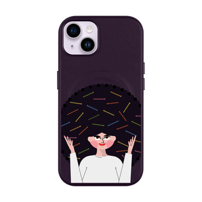 TANGLES OF HAPPINESS-iPhone 14 Plus Leather Kılıf MagSafe Özellikli