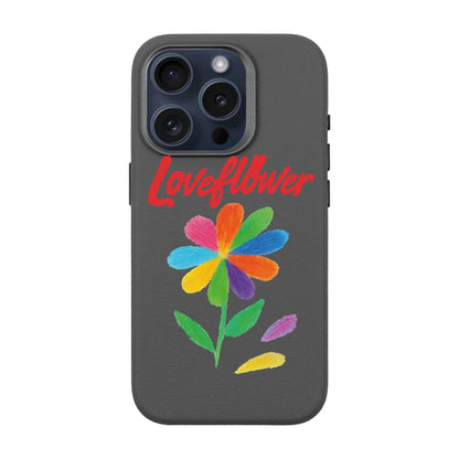 LOVE FLOWER-iPhone 15 Pro Leather Premium Kılıf MagSafe Özellikli