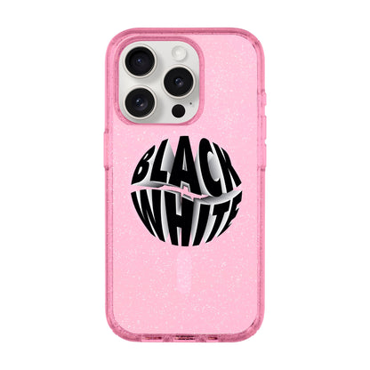 BLACK WHITE-iPhone 15 Pro Shiny Kılıf MagSafe Özellikli