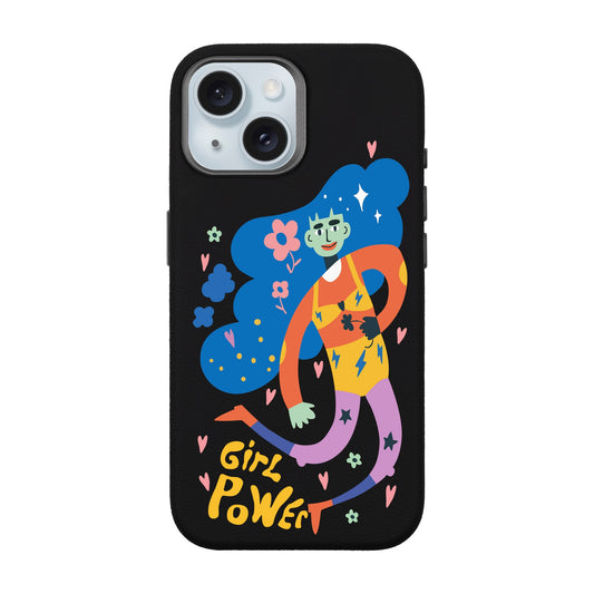 GIRL POWER-iPhone 15 Leather Premium Kılıf MagSafe Özellikli