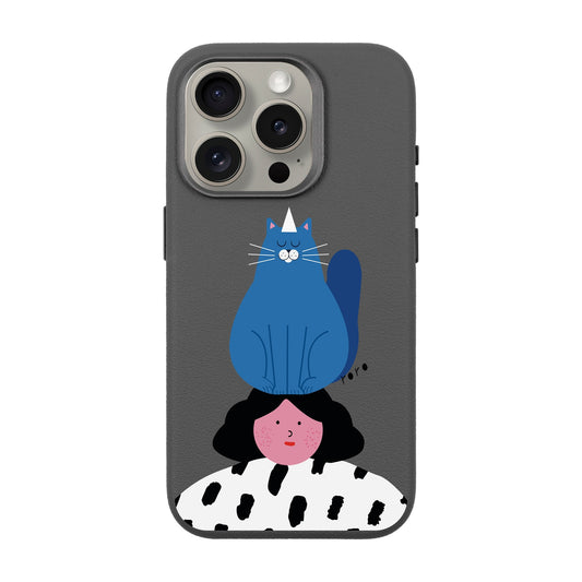 NAUGHTY CAT-iPhone 15 Pro Leather Premium Kılıf MagSafe Özellikli