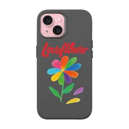 LOVE FLOWER-iPhone 15 Leather Premium Kılıf MagSafe Özellikli