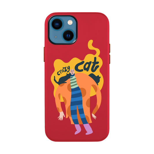 CRAZY CAT-iPhone 14 Leather Kılıf