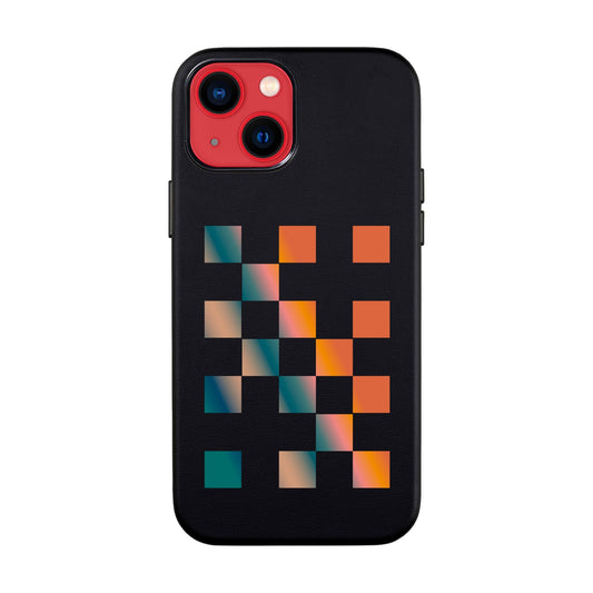 GRADIENT CHECKMATE-iPhone 14 Leather Kılıf