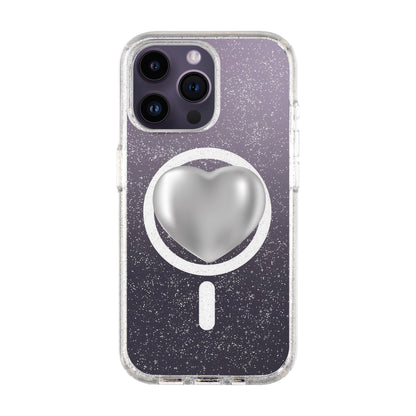 SILVER HEART-iPhone 14 Pro Max Shiny Kılıf MagSafe Özellikli