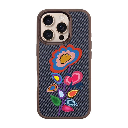 KNITTED FLOWER-iPhone 16 Pro Plaid Kılıf MagSafe Özellikli