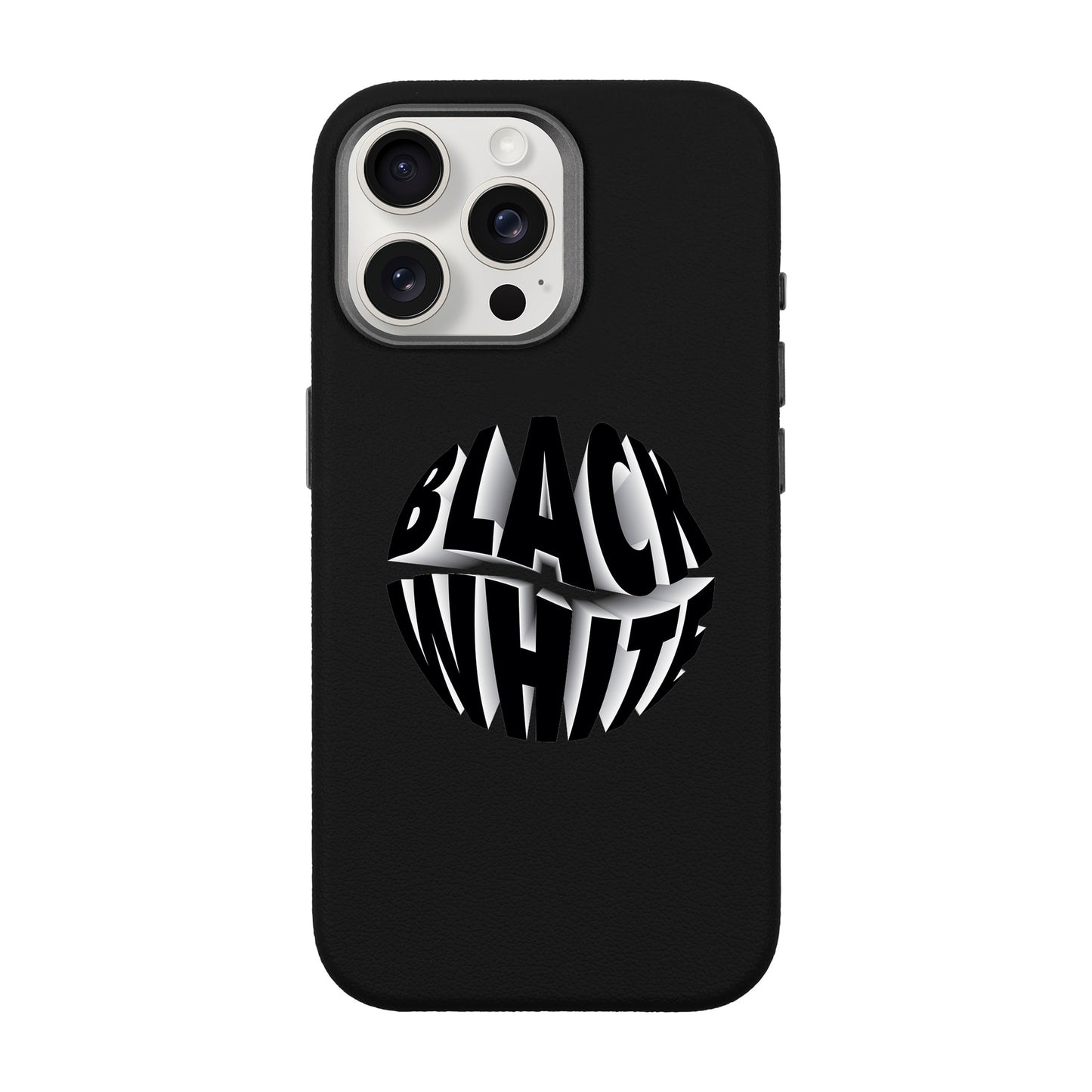 BLACK WHITE-iPhone 15 Pro Max Leather Premium Kılıf MagSafe Özellikli