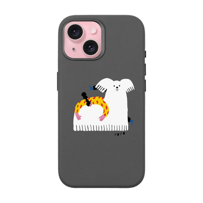 FANCY DOG-iPhone 15 Leather Premium Kılıf MagSafe Özellikli