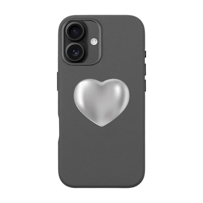 SILVER HEART-iPhone 16 Plus Leather Premium Kılıf MagSafe Özellikli