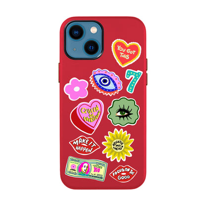 HM STICKERS-iPhone 14 Leather Kılıf
