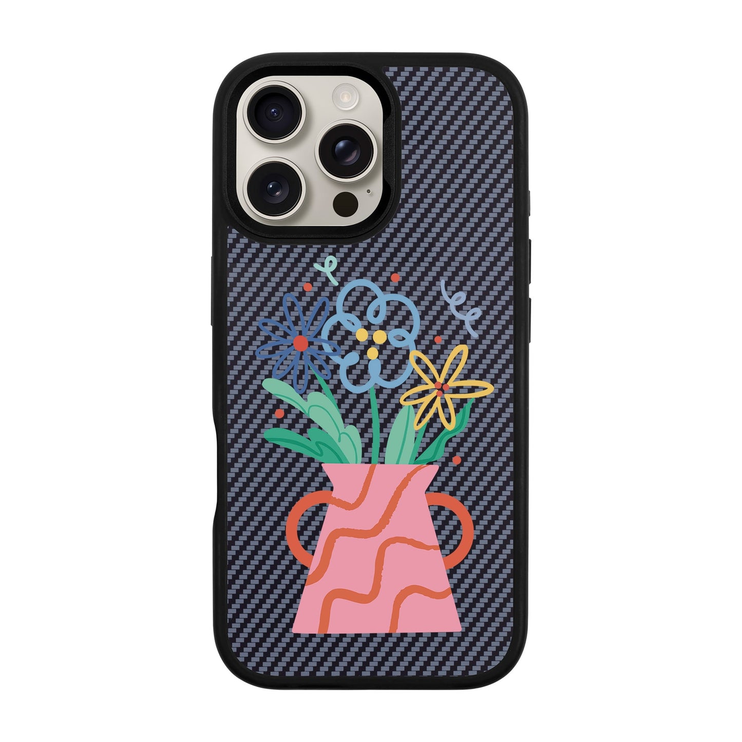 PINK VASE-iPhone 16 Pro Max Plaid Kılıf MagSafe Özellikli