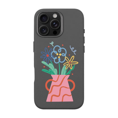 PINK VASE-iPhone 16 Pro Max Leather Premium Kılıf MagSafe Özellikli