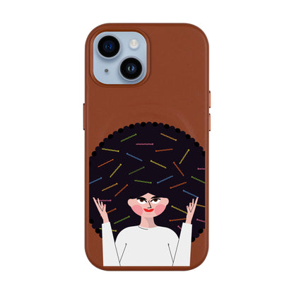 TANGLES OF HAPPINESS-Leather Kılıf MagSafe Özellikli - iPhone 13