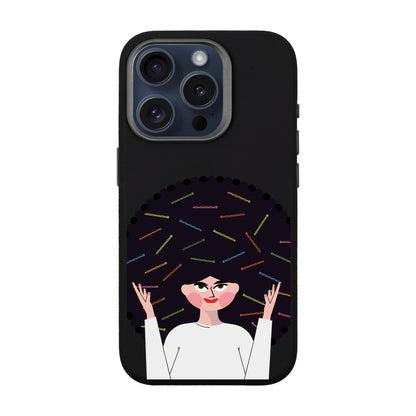 TANGLES OF HAPPINESS-iPhone 15 Pro Leather Premium Kılıf MagSafe Özellikli