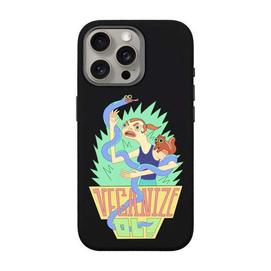 VEGANİZE-iPhone 15 Pro Max Leather Premium Kılıf MagSafe Özellikli