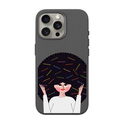 TANGLES OF HAPPINESS-iPhone 15 Pro Max Leather Premium Kılıf MagSafe Özellikli