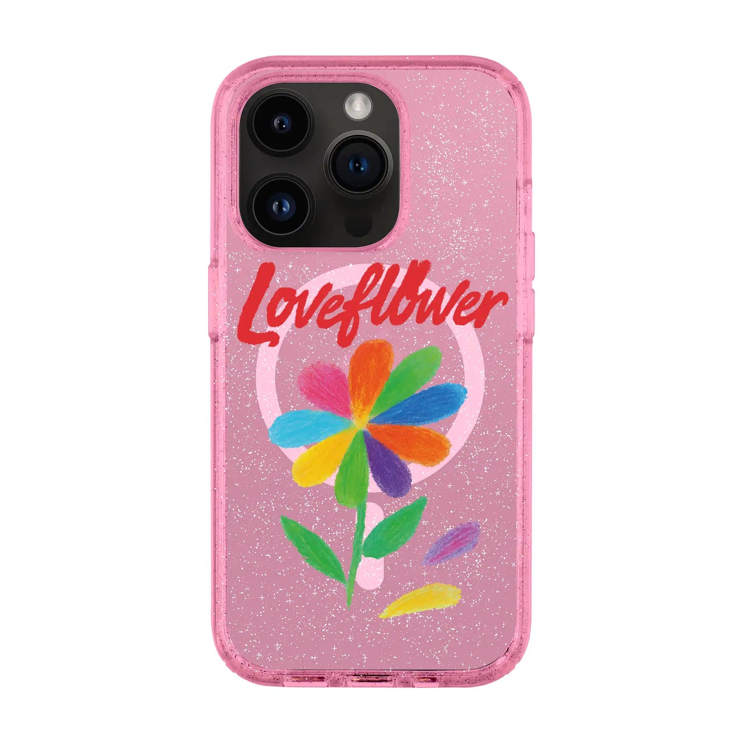LOVE FLOWER-iPhone 14 Pro Shiny Kılıf MagSafe Özellikli