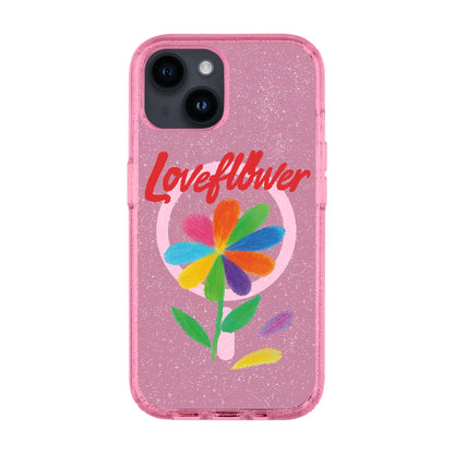 LOVE FLOWER-iPhone 14 Shiny Kılıf MagSafe Özellikli