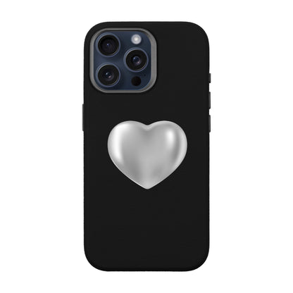 SILVER HEART-iPhone 15 Pro Max Leather Premium Kılıf MagSafe Özellikli