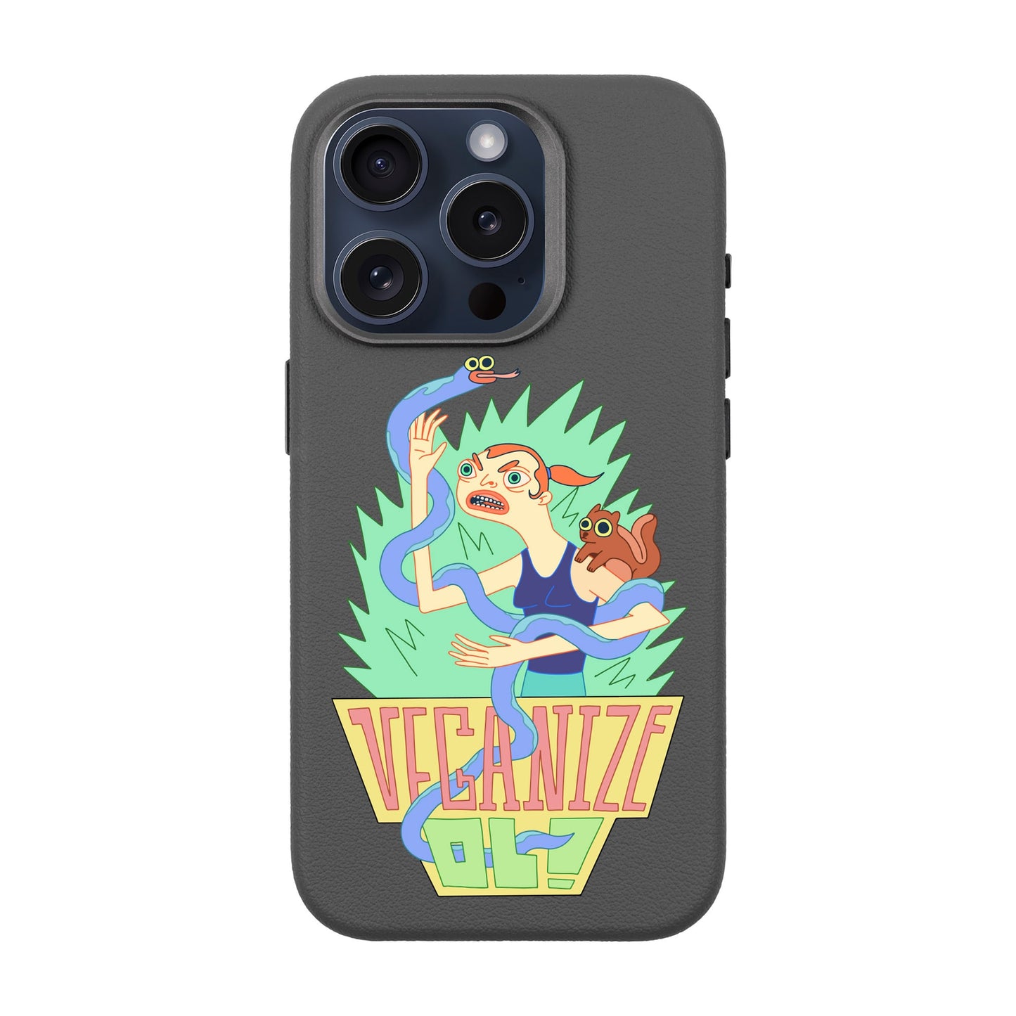 VEGANİZE-iPhone 15 Pro Leather Premium Kılıf MagSafe Özellikli