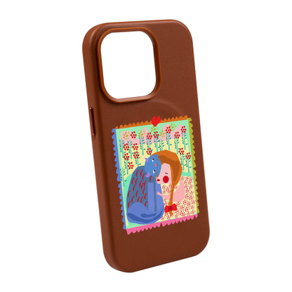 KEDİ POSTA PULU-Leather Kılıf MagSafe Özellikli - iPhone 11