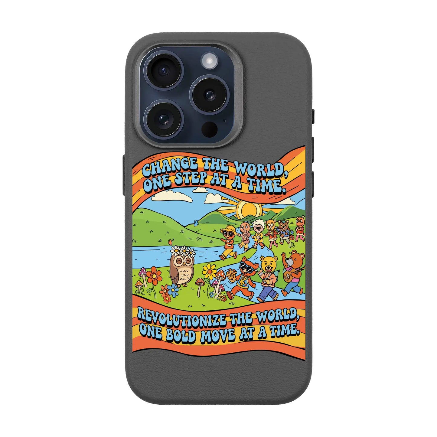 CHANGE THE WORLD-iPhone 15 Pro Leather Premium Kılıf MagSafe Özellikli