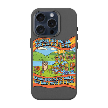 CHANGE THE WORLD-iPhone 15 Pro Leather Premium Kılıf MagSafe Özellikli