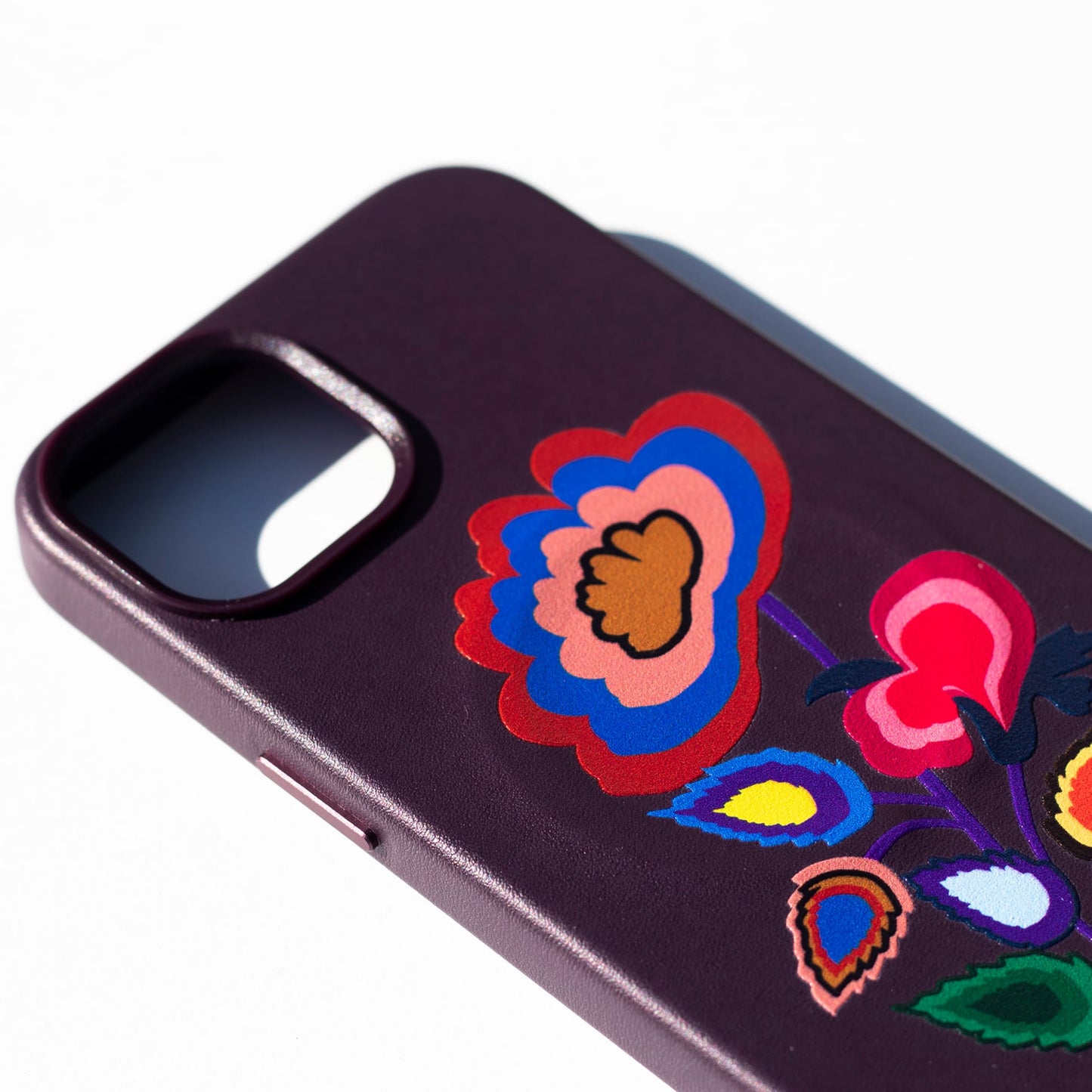 KNITTED FLOWER-iPhone 14 Plus Leather Kılıf MagSafe Özellikli