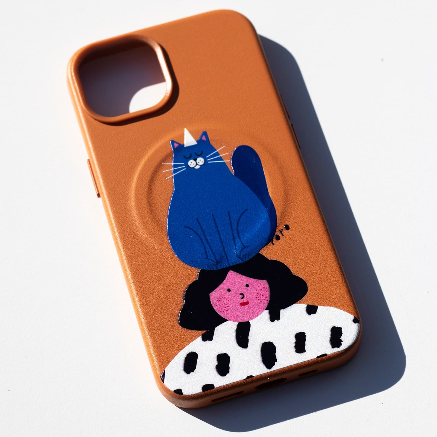 NAUGHTY CAT-Leather Kılıf MagSafe Özellikli - iPhone 14