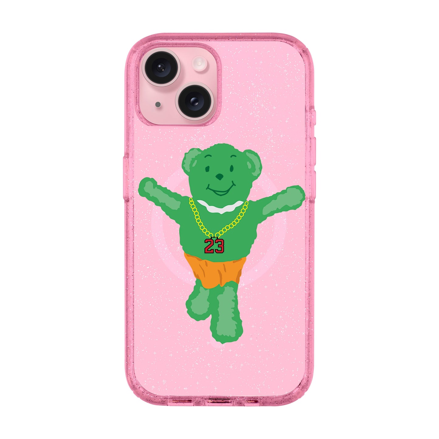 GREEN BEAR-iPhone 15 Plus Shiny Kılıf MagSafe Özellikli
