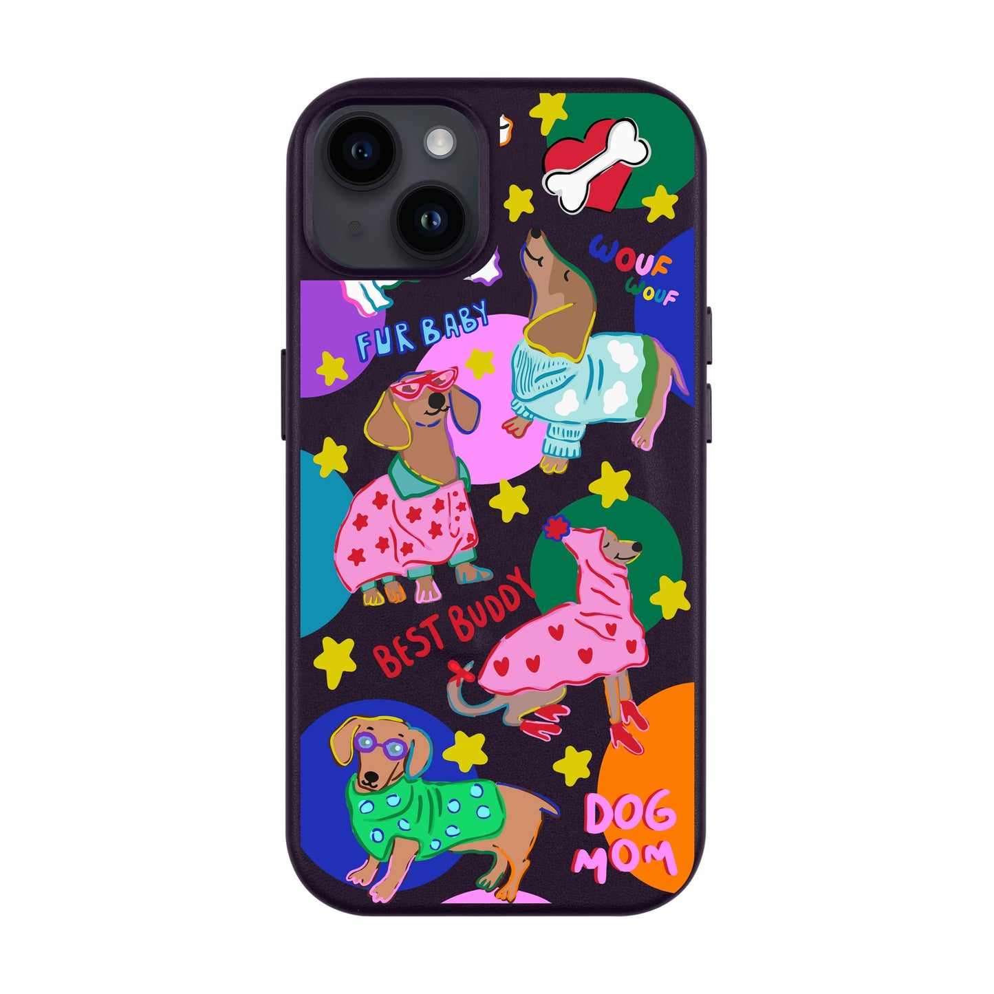 DOG MOM-iPhone 14 Plus Leather Kılıf MagSafe Özellikli