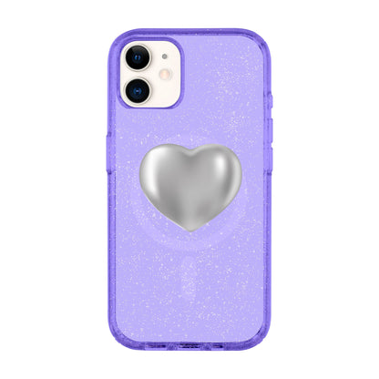 SILVER HEART-Shiny Kılıf MagSafe Özellikli - iPhone 11