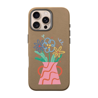 PINK VASE-iPhone 16 Pro Max Leather Premium Kılıf MagSafe Özellikli