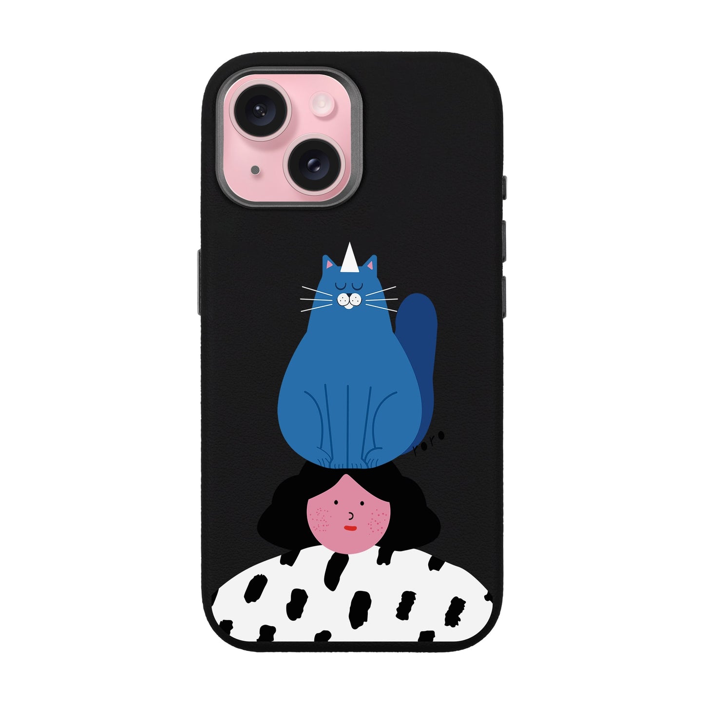 NAUGHTY CAT-iPhone 15 Leather Premium Kılıf MagSafe Özellikli