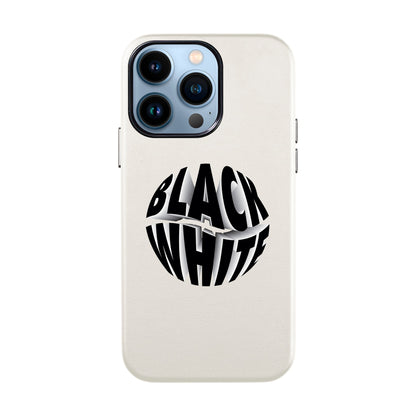 BLACK WHITE-iPhone 13 Pro Leather Kılıf