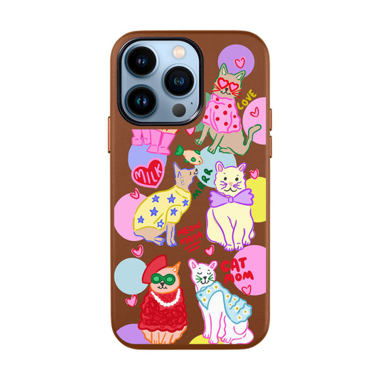 CAT MOM-iPhone 13 Pro Max Leather Kılıf